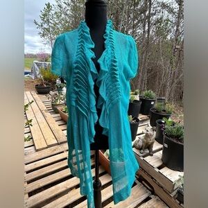 Fever. XL. Cardigan. Blue. Crochet